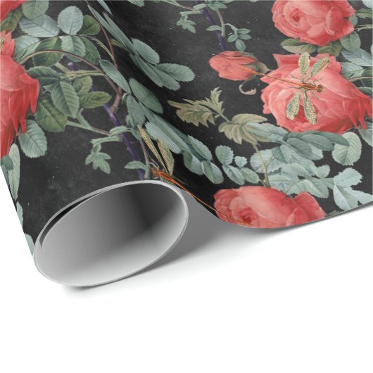 Die Serie Rose und Dragonfly (Design 15) Geschenkpapier (Rolleneckpunkt)