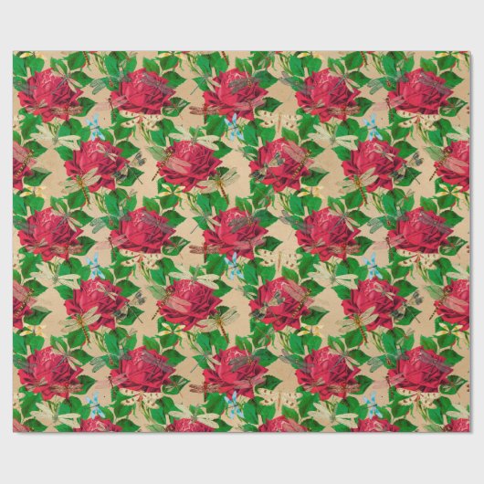 Die Serie Rose und Dragonfly (Design 16) Geschenkpapier (Flach)
