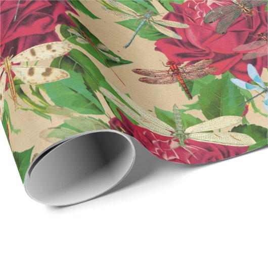 Die Serie Rose und Dragonfly (Design 16) Geschenkpapier (Rolleneckpunkt)