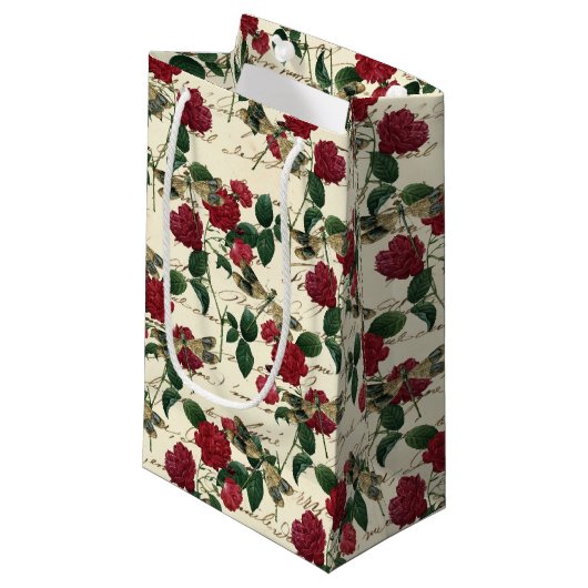 Die Serie Rose und Dragonfly (Design 18) Kleine Geschenktüte (Vorderseite Schrägansicht)
