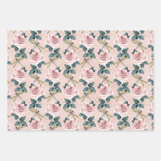 Die Serie Rose und Dragonfly (Design 2) Geschenkpapier Set (Vorderseite 3)