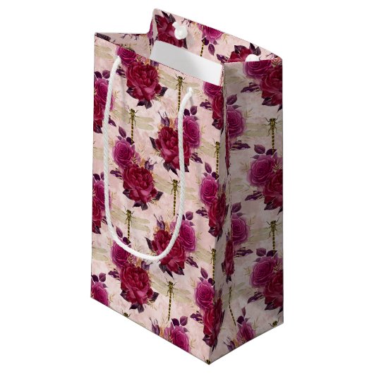Die Serie Rose und Dragonfly (Design 3) Kleine Geschenktüte (Vorderseite Schrägansicht)