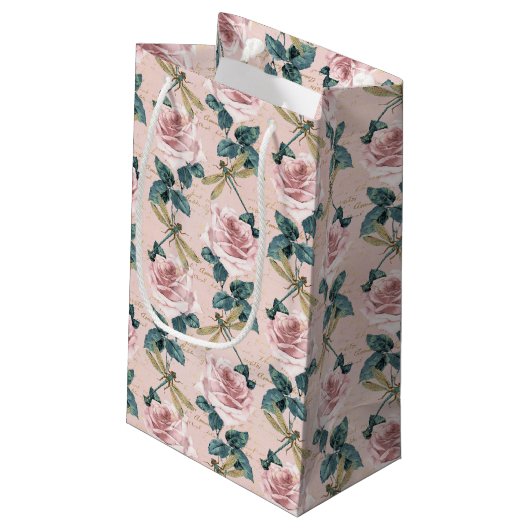 Die Serie Rose und Dragonfly (Design 6) Kleine Geschenktüte (Rückseite Schrägansicht)