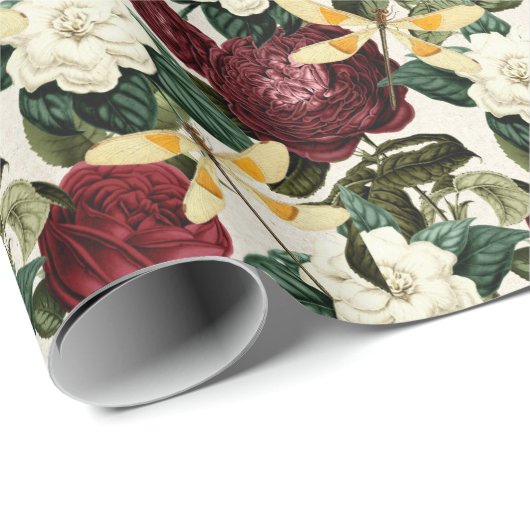 Die Serie Rose und Dragonfly (Design 8) Geschenkpapier (Rolleneckpunkt)