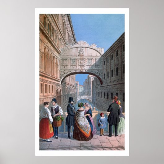 Die Seufzerbrücke, Venedig, graviert von Brizeghel Poster (Vorne)