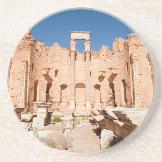Die Severan Basilika, Leptis Magna, Al Khums 2 Sandstein Untersetzer (Vorne)