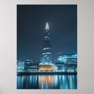 Die Shard London Bridge in der Nacht Poster