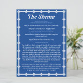 Die Shema-Gebetskarte mit blauem Rand Englisch Heb (Stehend Vorderseite)