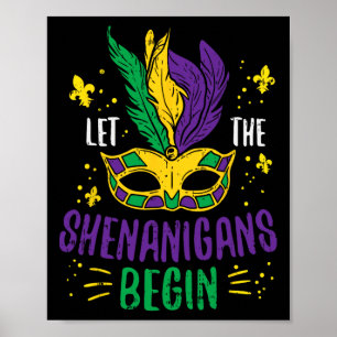 Die Shenanigans gelassen Jester Funny Mardi Gras Poster