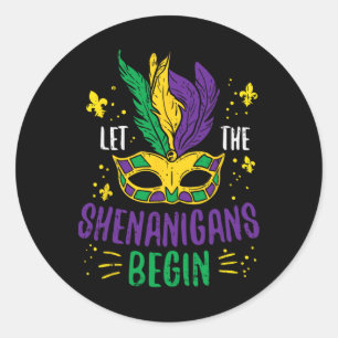 Die Shenanigans gelassen Jester Funny Mardi Gras Runder Aufkleber