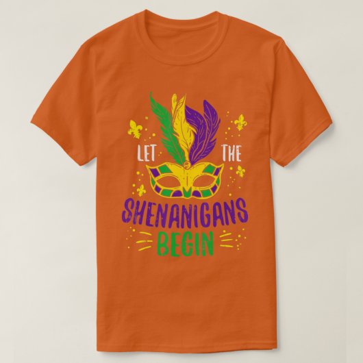 Die Shenanigans gelassen Jester Funny Mardi Gras T-Shirt (Design vorne)