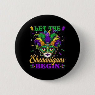 Die Shenanigans gelassen Mardi Gras Jester Mask B Button