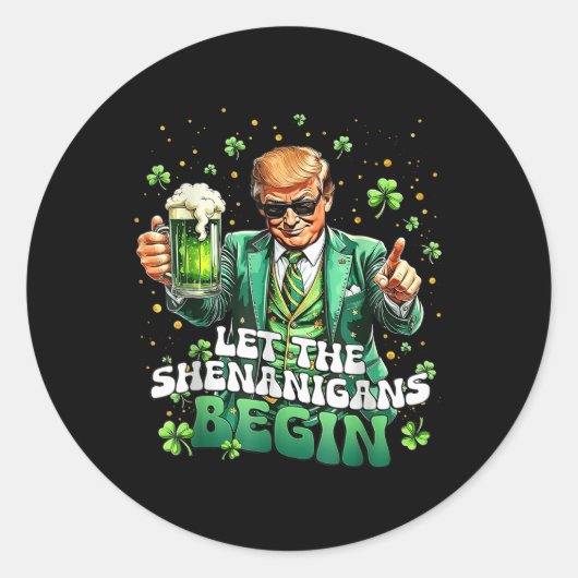 Die Shenanigans ließ Funny Trump St Patricks Runder Aufkleber (Vorderseite)