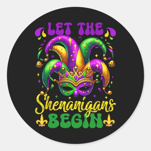 Die Shenanigans ließ Mardi Gras 5 Runder Aufkleber (Vorderseite)