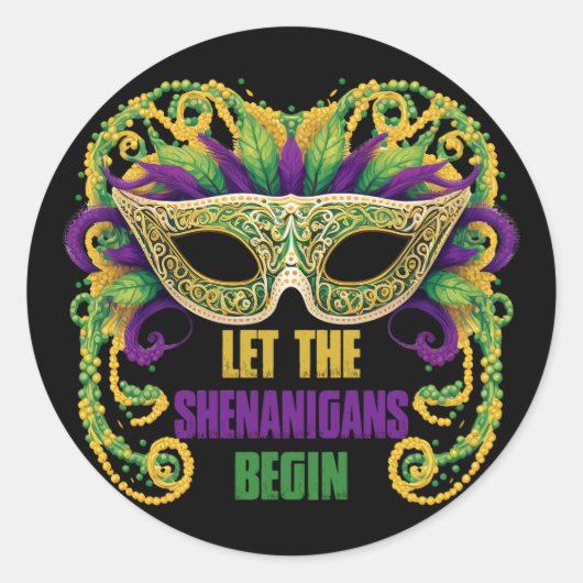 Die Shenanigans ließ Mardi Gras Celebration an Runder Aufkleber (Vorderseite)
