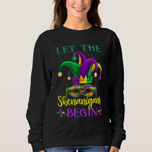 Die Shenanigans ließ Mardi Gras Mask Party Co Sweatshirt (Vorderseite)