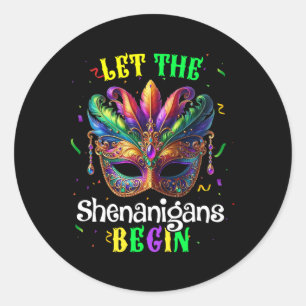 Die Shenanigans ließ Mardi Gras Maske Kinder Männe Runder Aufkleber