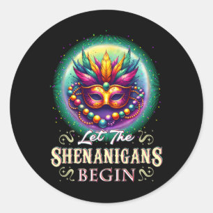 Die Shenanigans ließ Mardi Gras Outfit für Wo Runder Aufkleber