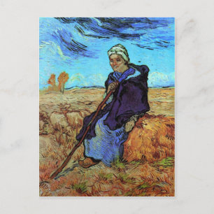 Die Shepherdess (nach Millet) Van Gogh Fine Art Postkarte