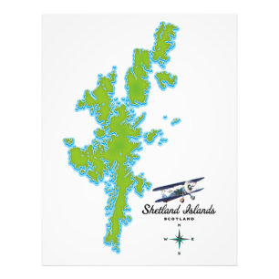 Die Shetland-Inseln Karte Fotodruck