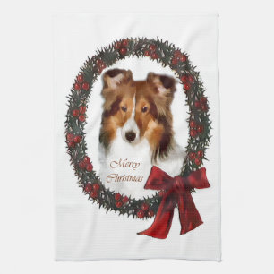 Die Shetlandinseln-Schäferhund Sheltie Weihnachten Geschirrtuch