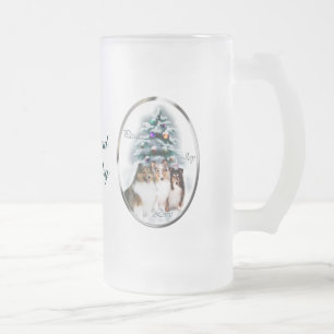 Die Shetlandinseln-Schäferhund-Weihnachtsgeschenk Mattglas Bierglas