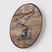 Die Shotgun Türkei Jagdleben in Grassy Meadow L Große Wanduhr (Winkel)