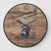 Die Shotgun Türkei Jagdleben in Grassy Meadow L Große Wanduhr (Vorderseite)