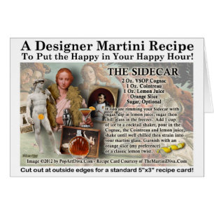 Die Sidecar-Cocktail-Rezept-Grußkarte