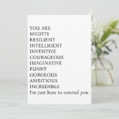 Die "Sie sind mächtig, widerstandsfähig, intellige Dankeskarte (Stehend Vorderseite)