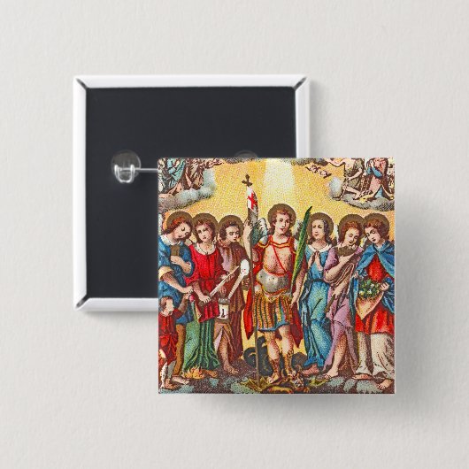 Die Sieben Erzengel (CP 001; Chromolithographie) Button (Vorne & Hinten)
