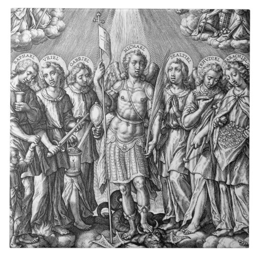Die Sieben Erzengel (M 034; Stich) Fliese (Vorderseite)