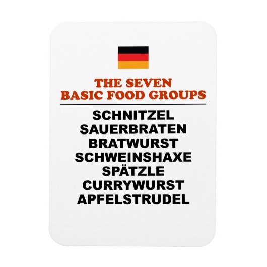 Die sieben Grundnahrungsmittelgruppen Lustiges Deu Magnet (Vertikal)