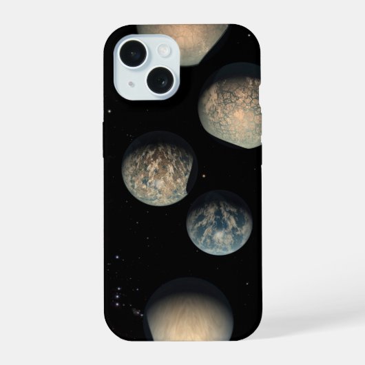 Die sieben Planeten der Erdgröße von Trappist-1 iPhone 15 Hülle (Rückseite)