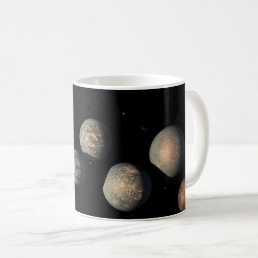 Die sieben Planeten der Erdgröße von Trappist-1 Kaffeetasse (VorderseiteRechts)