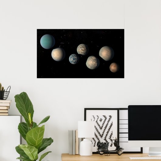 Die sieben Planeten der Erdgröße von Trappist-1 Poster (Heimbüro)