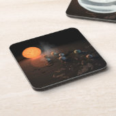 Die sieben Planeten von Trappist-1 sind im Orbit u Getränkeuntersetzer (Linke Seite)