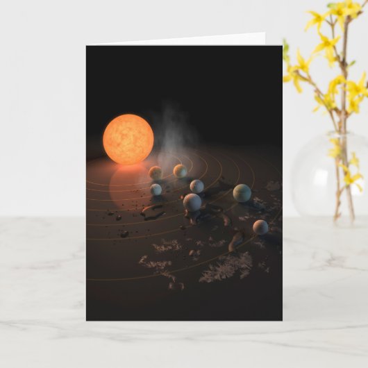 Die sieben Planeten von Trappist-1 sind im Orbit u Karte (Gelbe Blume)