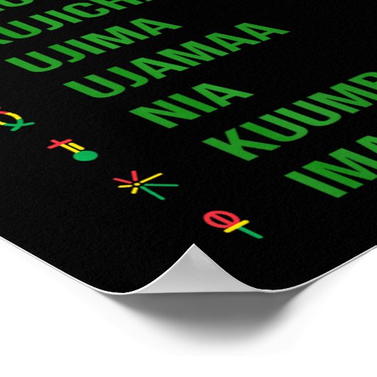 Die sieben Prinzipien von Kwanza - Nguzo Saba Poster (Ecke)