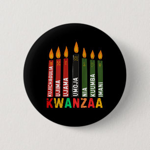 Die sieben Prinzipien von Kwanzaa Kinara Happy Kwa Button
