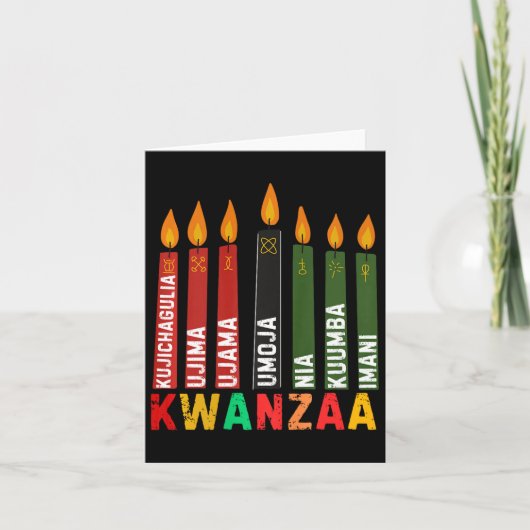 Die sieben Prinzipien von Kwanzaa Kinara Happy Kwa Karte (Vorderseite)