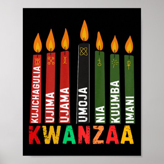 Die sieben Prinzipien von Kwanzaa Kinara Happy Kwa Poster (Vorne)