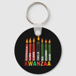 Die sieben Prinzipien von Kwanzaa Kinara Happy Kwa Schlüsselanhänger
