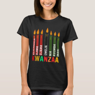 Die sieben Prinzipien von Kwanzaa Kinara Happy Kwa T-Shirt