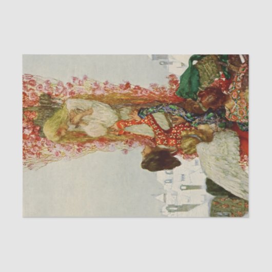 "Die sieben Schwäne" von Heirich Lefler Seidenpapier (Vorderseite)