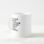 Die sieben SI-Basiseinheiten und -messungen in der Kaffeetasse (Vorderseite Links)