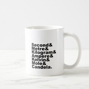Die sieben SI-Basiseinheiten und -messungen in der Kaffeetasse