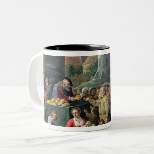 Die sieben Taten der Gnade Zweifarbige Tasse (Vorderseite Links)