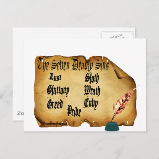 Die sieben tödlichen Sünden Postkarte (Vorne/Hinten)