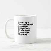 Die sieben Tugenden, die von der Bibel populär gem Kaffeetasse (Links)